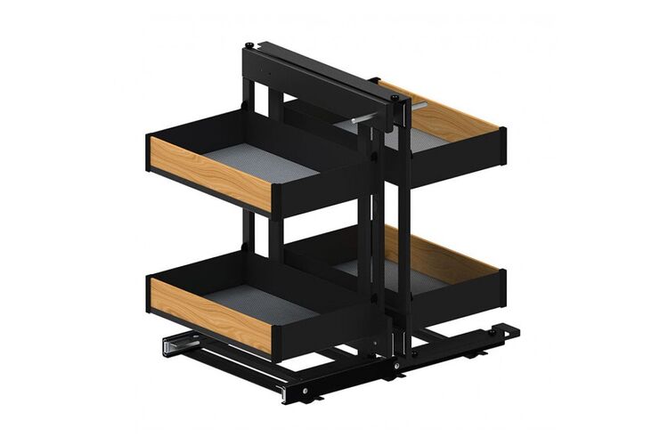Магический угол Maxima PURO Corner Comfort 800, правый, черный матовый/дерево, Сторона крепления: Правая, Наружный размер секции, мм: 800, Цвет: Графит/дерево, изображение 4