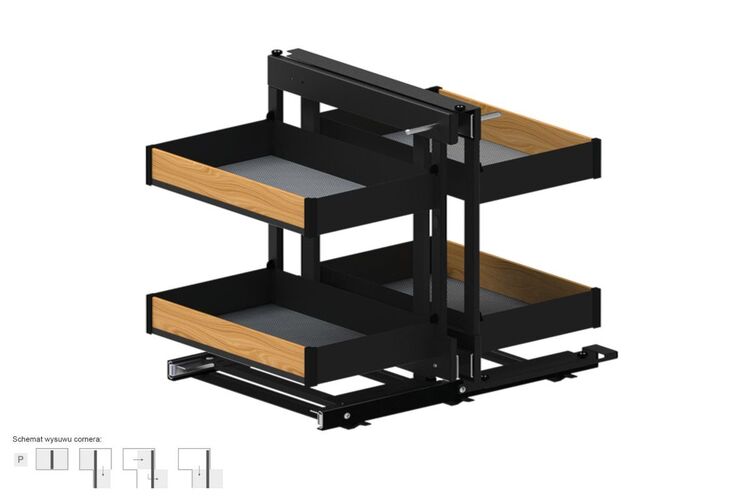 Магічний кут MAXIMA PURO Corner Comfort 1200, правий, метал чорний матовий/дерево, Сторона кріплення: Права, Зовнішній розмір секції, мм: 1200, Колір: Графіт/дерево, изображение 4