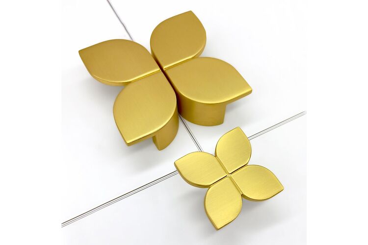 Ручка Bravo Petal 64 мм, золото браш, Цвет: Золото браш, Межц. расстояние: 64, изображение 3