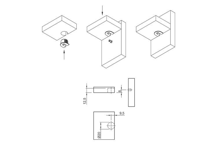 Стяжка VB 35/16, белая (9064883) Hettich, Толщина плиты: 16, Цвет: Белый, изображение 4