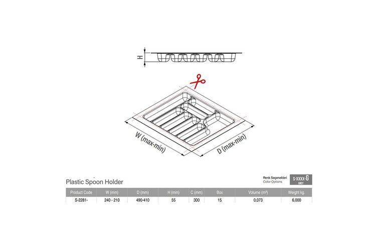 Пенал для посуду сірий 300 мм Starax, Зовнішній розмір секції, мм: 300, Колір: Сірий, изображение 4