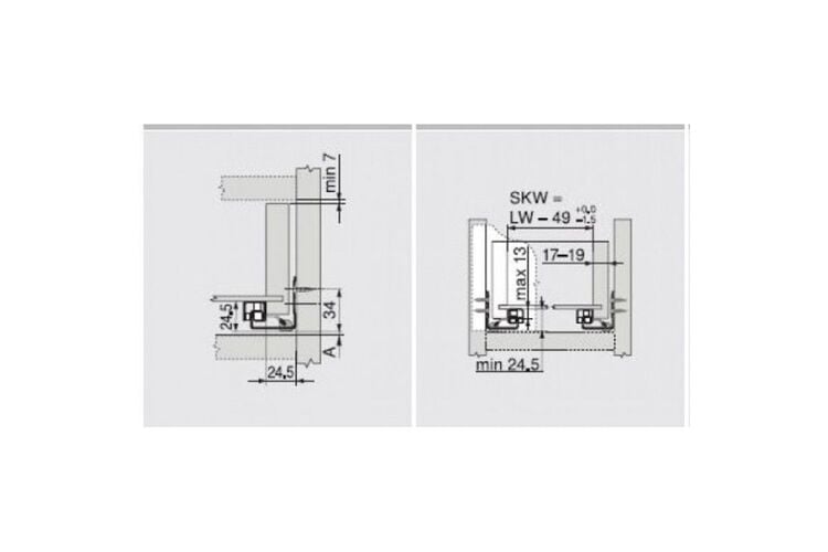 TANDEM plus BLUMOTION повн. висув., 30 кг, НД=600 мм, Товщина панелі 17-19 мм, під замки, ліва/права, оцинкований, Довжина, мм: 600, изображение 5
