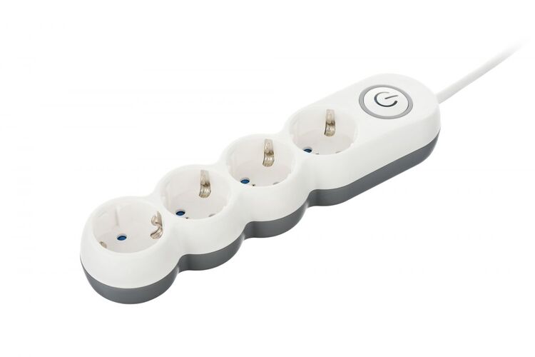 2E Мережевий подовжувач Plus 4XSchuko з вимикачем 3G1.0*3M, white, изображение 3
