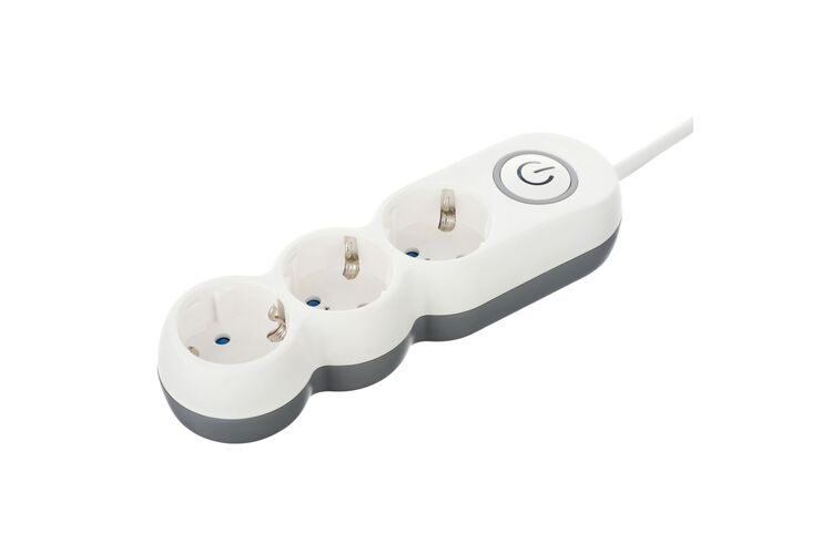 Сетевой удлинитель 2E Plus 3XSchuko с выключателем, 3G*1.0мм, 3м, white, изображение 15