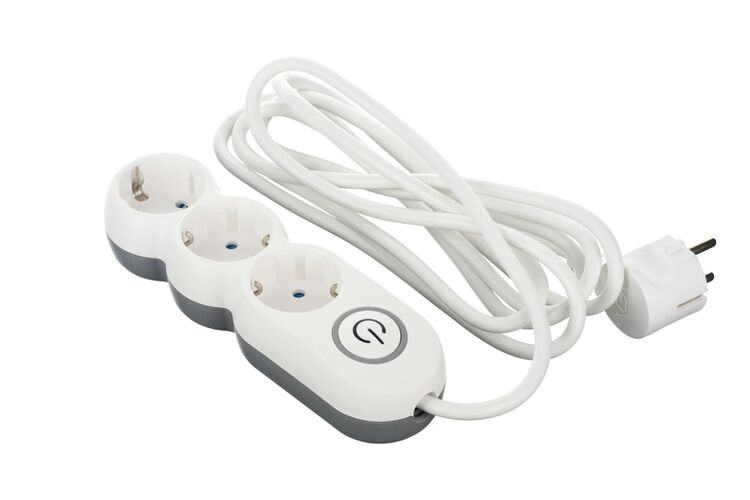 Сетевой удлинитель 2E Plus 3XSchuko с выключателем, 3G*1.0мм, 3м, white, изображение 8