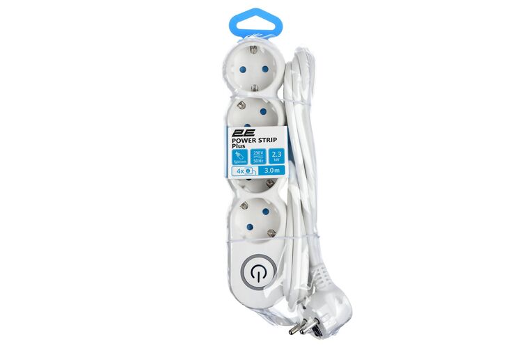 2E Мережевий подовжувач Plus 4XSchuko з вимикачем 3G1.0*3M, white, изображение 25