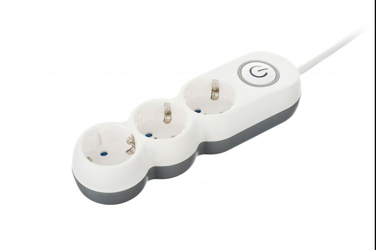 Сетевой удлинитель 2E Plus 3XSchuko с выключателем, 3G*1.0мм, 3м, white, изображение 3