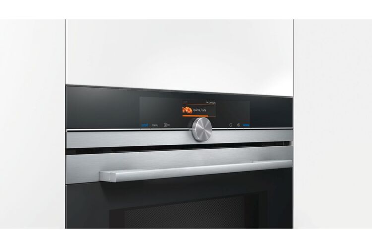 Духовой шкаф Siemens электрический, 71л, A, дисплей, конвекция, ф-ция СВЧ, нерж, изображение 3