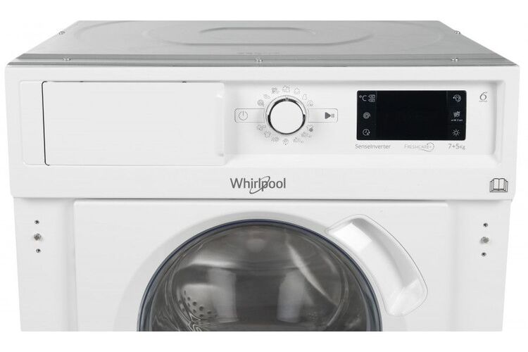 Стирально-сушильная машина Whirlpool встраиваемая фронтальная, 7(5)кг, 1400, A+++, 60см, дисплей, пар, инвертор, белый, изображение 5