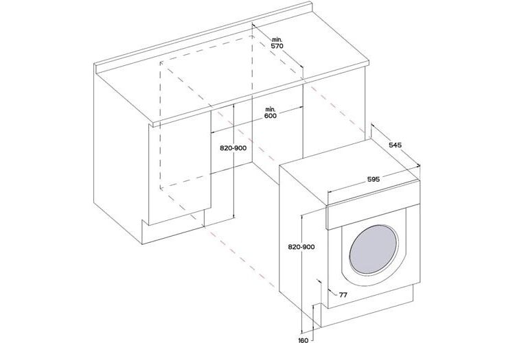 Стирально-сушильная машина Whirlpool встраиваемая фронтальная, 7(5)кг, 1400, A+++, 60см, дисплей, пар, инвертор, белый, изображение 3