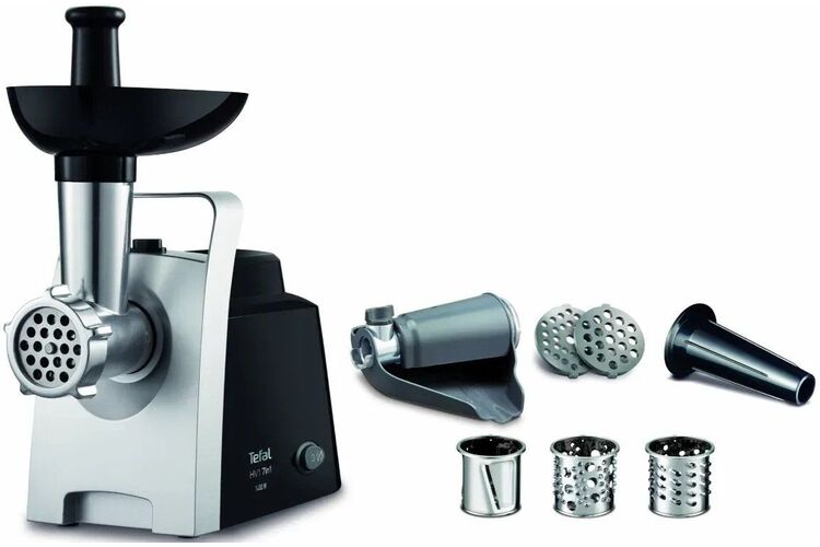 Tefal М'ясорубка HV1 7in1, 1400Вт, 1.7кг/хв, 2 решітки, насадка для ковбас, томатів, 3 терки, пластик, чорний, изображение 9
