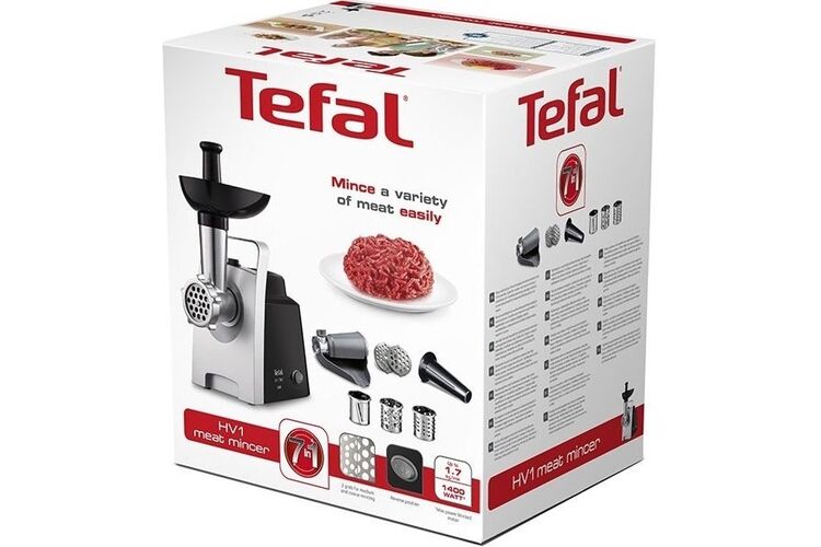 Tefal М'ясорубка HV1 7in1, 1400Вт, 1.7кг/хв, 2 решітки, насадка для ковбас, томатів, 3 терки, пластик, чорний, изображение 12