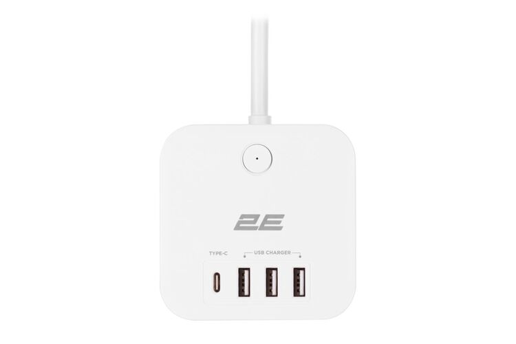 Сетевой адаптер 2E 3XSchuko с защитой от импульcных скачков напряжения, 3*USB-A, 1*USB-C, 1.5м, white, изображение 3