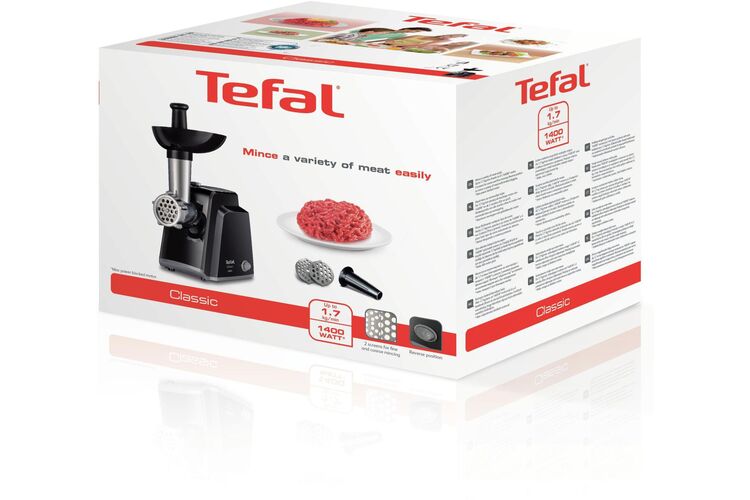 Tefal М'ясорубка Classic, 1400Вт, 1.7кг/хв, 2 решітки, насадка для ковбас, пластик, чорний, изображение 4