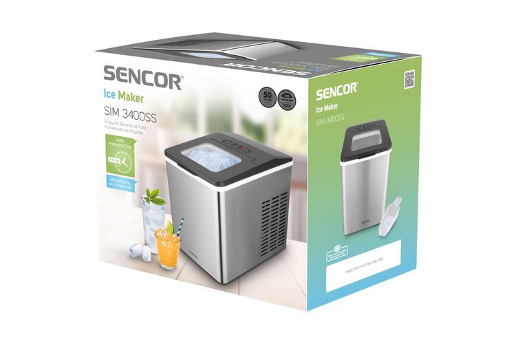 Льдогенератор бытовой Sencor SIM3400SS, 150 Вт, 12 кг/день, обьем 1.8л, пригот. за 7 мин, 2 размера льда, серый, изображение 11