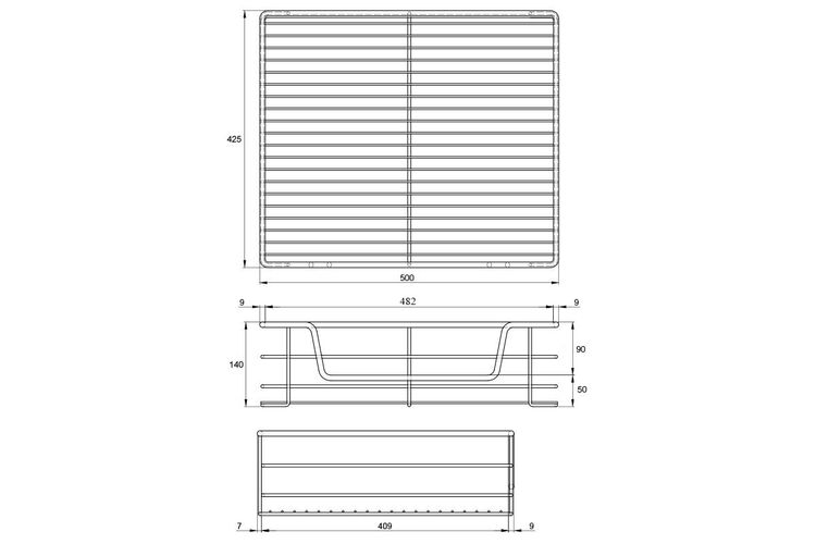 Кошик 600 мм, W=564 L=425 H=140 хром, Зовнішній розмір секції, мм: 600, изображение 12