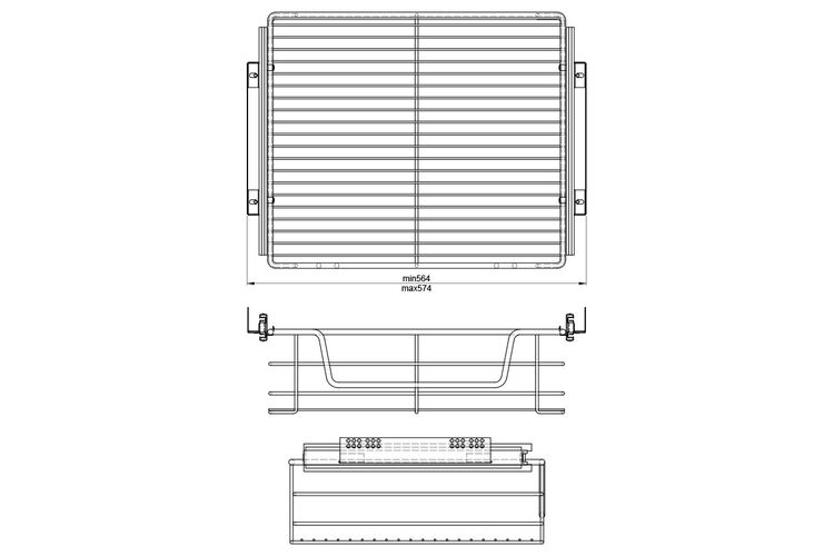 Кошик 600 мм, W=564 L=425 H=140 хром, Зовнішній розмір секції, мм: 600, изображение 11