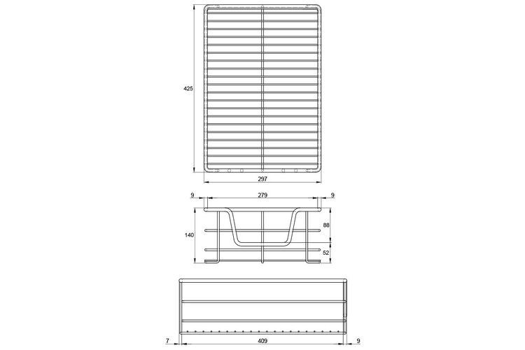 Кошик 400мм, W=364 L=425 H=140 хром, Зовнішній розмір секції, мм: 400, изображение 4