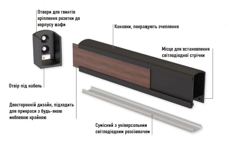 Крепление REJS LUMINO к прямоугольной штанге LED (1 комп.=2 шт) черный, изображение 3