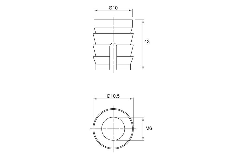 Муфта М6, L=13 мм, D10, забивна, пластикова, нерозтискальна, №100 (79540) Hettich, изображение 3