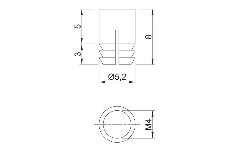 Муфта М4, L=8 мм, D5, забивна, латунь, розтискна, (BU07) Permo, изображение 4