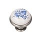 Ручка кнопка Gamet GP19-GA011-WHT-16 патинированный никель, Рисунок: Узор синие цветы, Межц. расстояние: Точка