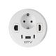 Удлинитель GTV врезной круглый Rondo, 1-schuko, 1-USB A+2-USB C, RJ45, 1-HDMI, кабель 1,5m, белый, Цвет: Белый, изображение 3