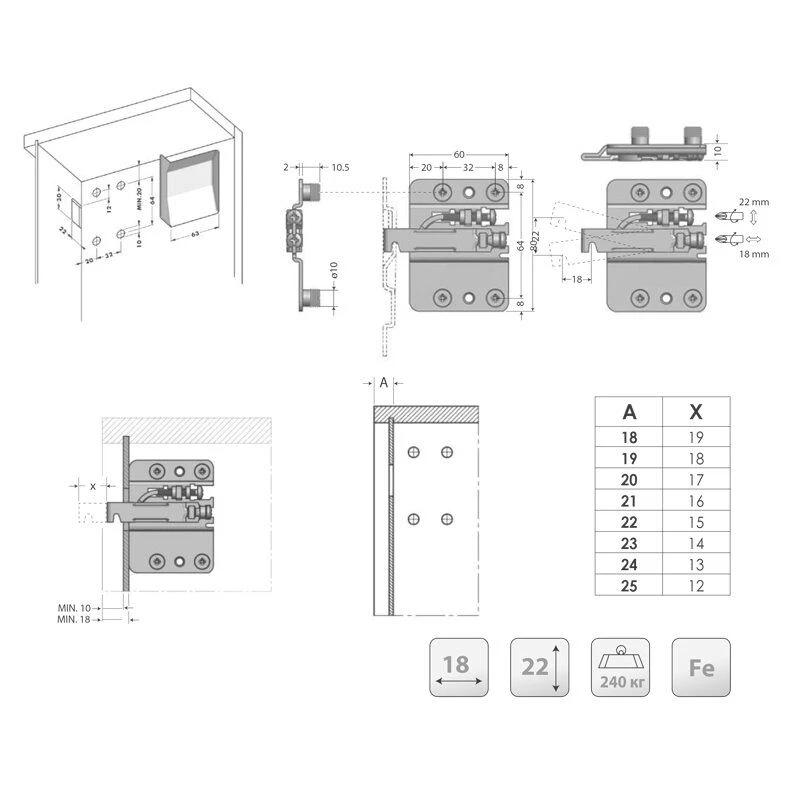 Навес linken system 807 комплект (2 навеса, 2 загл, 2 планки