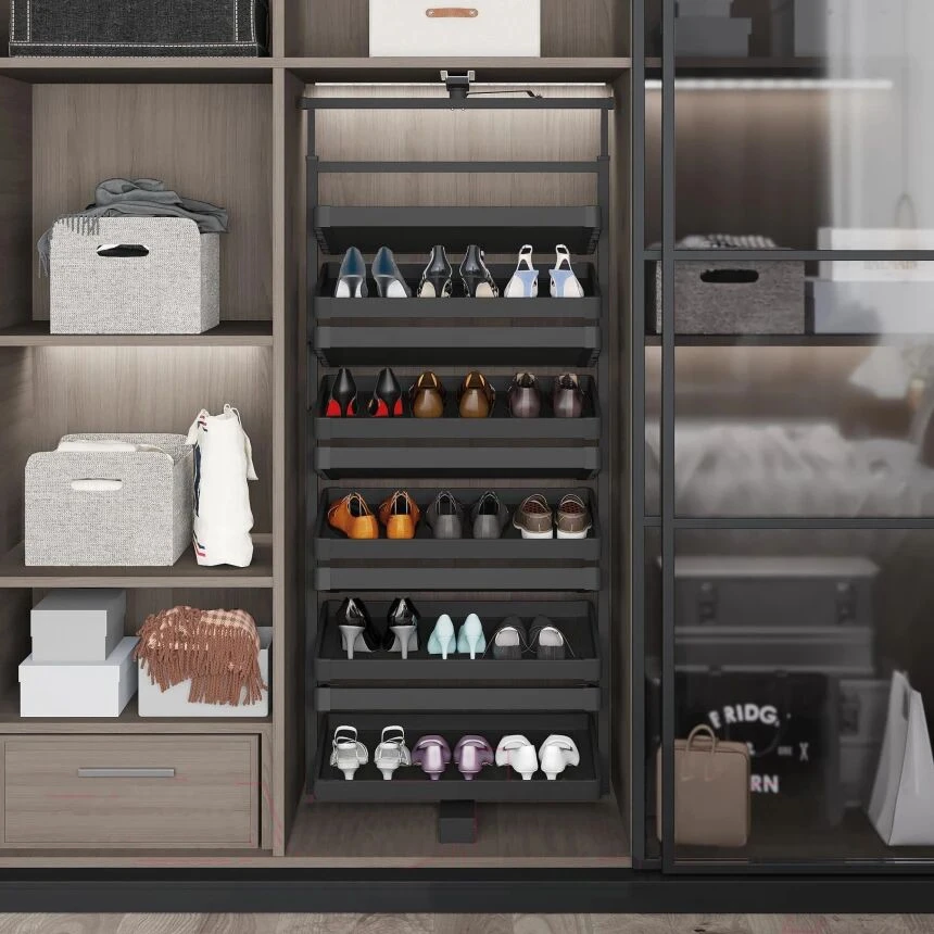 Обувница поворотная starax s-6835-a 12 полок антрацит (40961